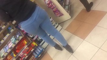 Candid slow mo video Mexican booty at gas station Pt 2