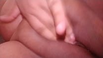 Clean shaven pussy rubbing and cumming